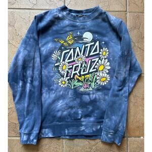 Santa Cruz Crewneck Sweatshirt Tie Dye Butterfly Floral Graphic